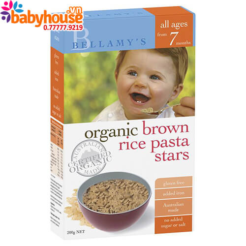 Nui hinh sao Bellamy s organic Brown rice pasta stars